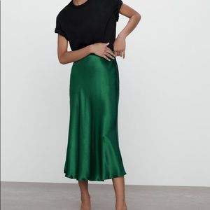 Zara Satin Effect Midi Skirt